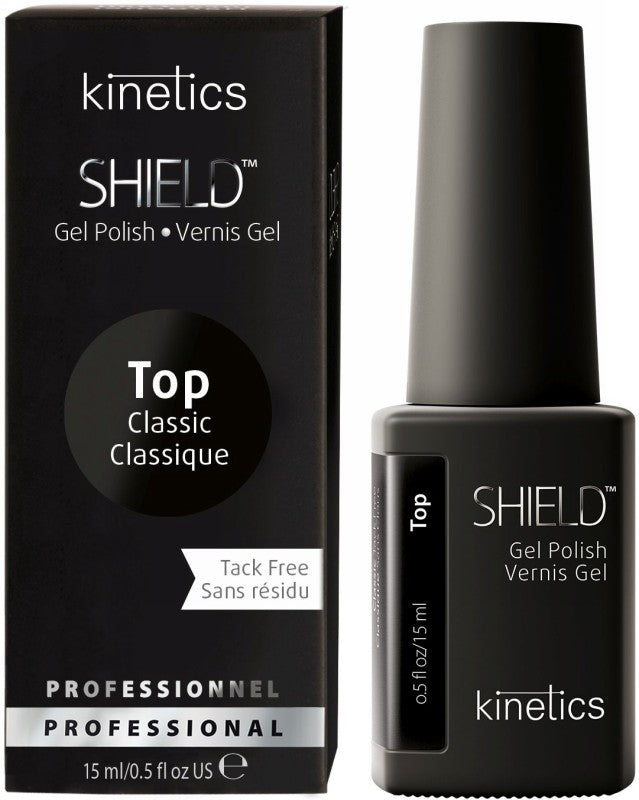 Kinetics viršutinis gelinio nagų lako sluoksnis SHIELD Classic Top KGPTFN01, be lipnumo, 15 ml