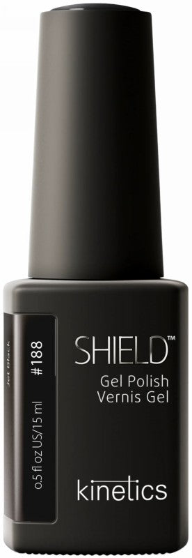 Kinetics gelinis nagų lakas SHIELD 188 Jet Black KGP188N, 15 ml