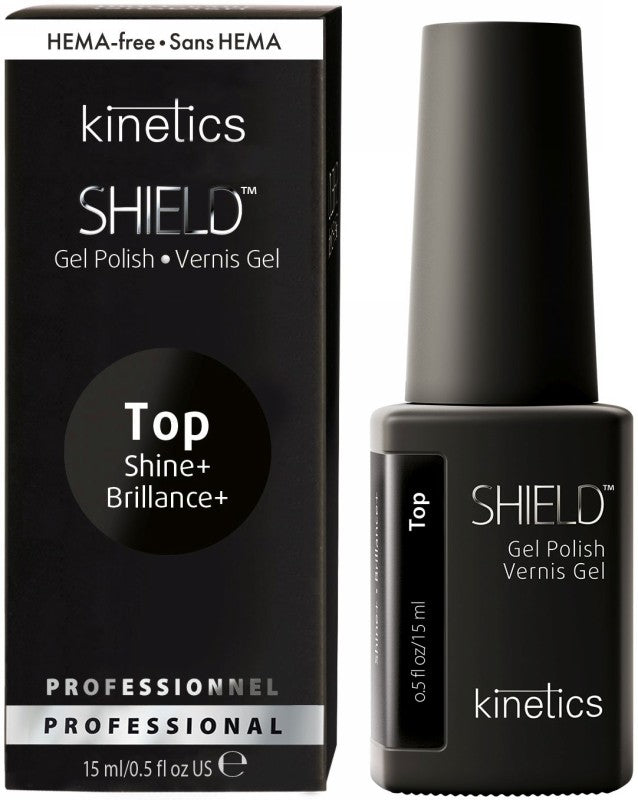 Kinetics viršutinis gelinio nagų lako sluoksnis SHIELD Shine+ Top KGPTTC, 15 ml