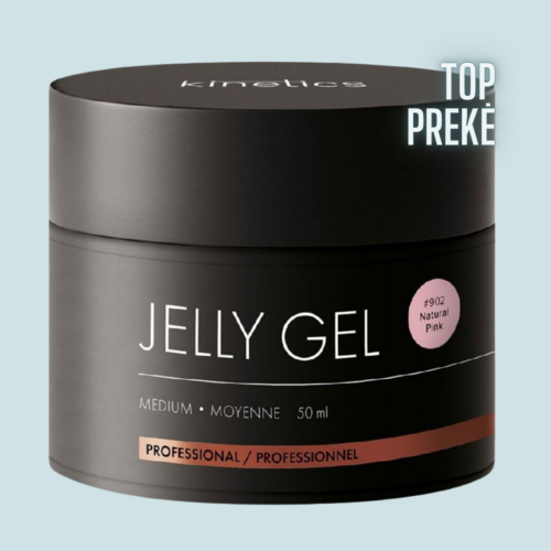 Tiksotropinis gelis nagų priauginimui Kinetics Medium Jelly Gel Natural Pink KMJGCP50, 50 g