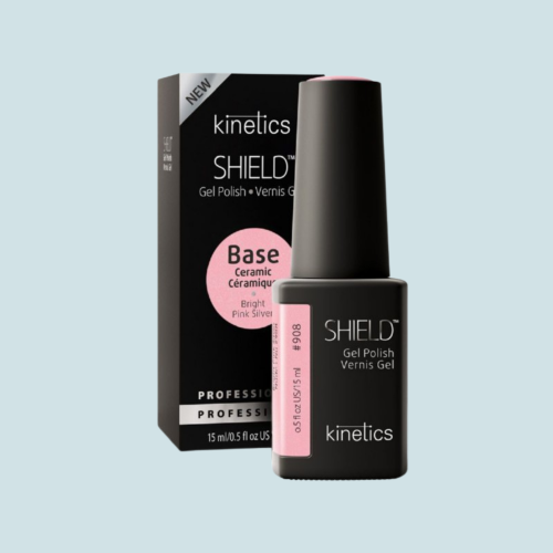 Gelio lako bazė Kinetics Shield Ceramic Bright Pink Silver 908, 15 ml