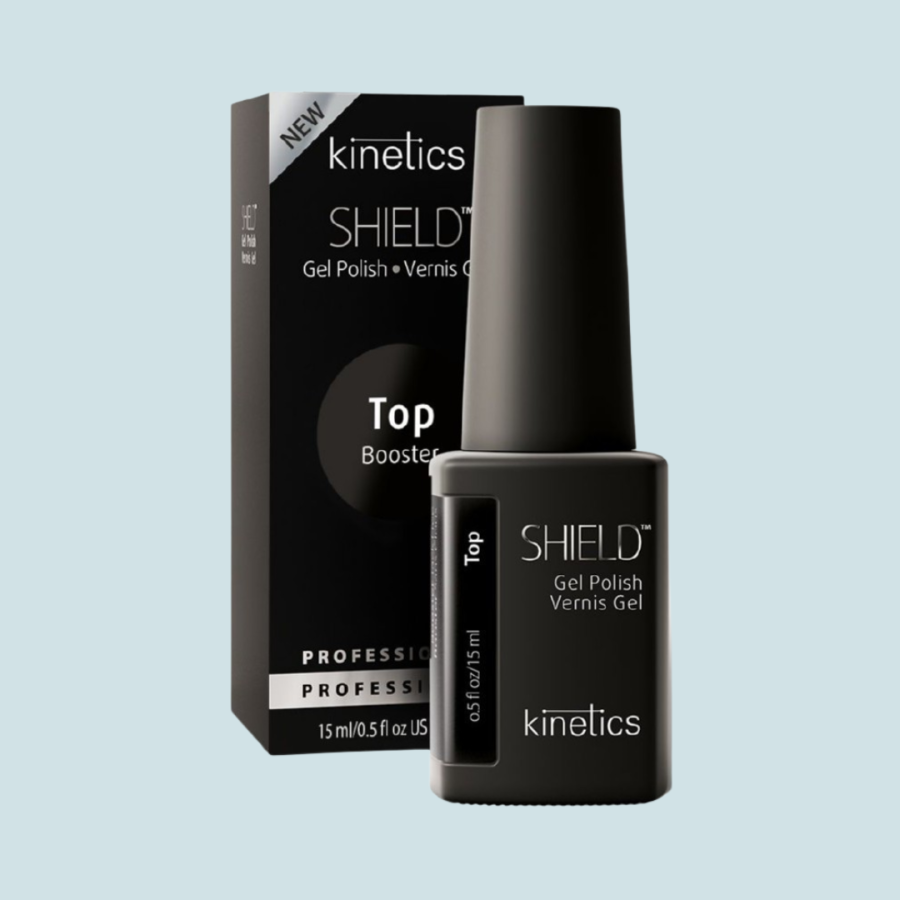 Viršutinis ilg. gelinio lako sluoksnis Kinetics Shield Booster Top Tack Free Top Coat, 15 ml